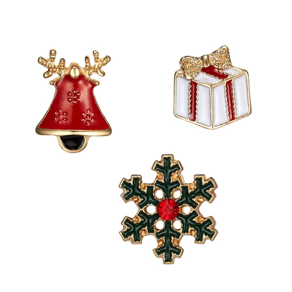 3pcs/set Christmas Tree Elk Snowman Alloy Brooch Fashionable Christmas Corsage Jewelry Accessory Party Festival Gift