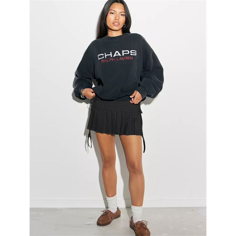 Silence Noise Sweet Cool Style Sexy Waist Tether Plaid Pleated Skirt Fashion Tape Skirt