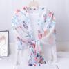 Ethnic Style Blue and White Porcelain Cotton and Linen Scarf, Women's Artistic Shawl, Travel Sunscreen Scarf, Office Shawl
