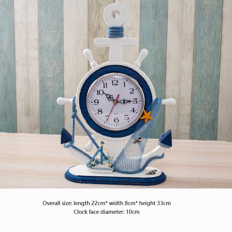 Mediterranean Style Desktop Clock Ornaments European Living Room Bedroom Bedside Desk Clock Office Desktop Home Creative Clock