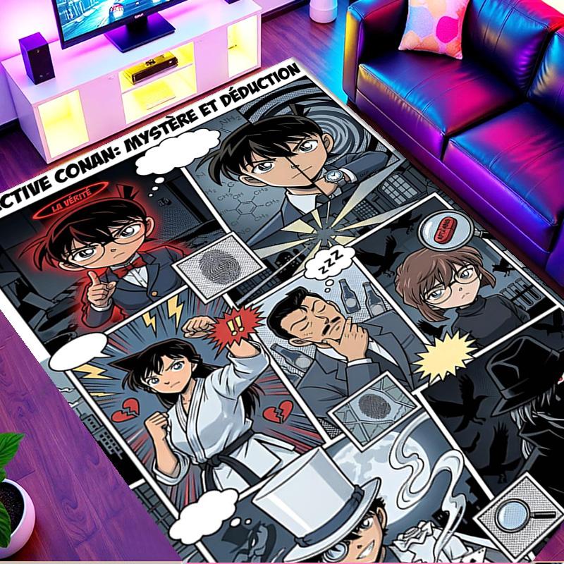 Detective Conan Print Rug, Washable Floor Carpet, For Entryway Dorm Laundry Room Office Study, Home Decor Birthday Christmas Gift