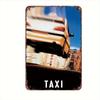 Vintage Taxi Metal Wall Art Decor  Retro Taxi Cab Poster with CITY Destination Sign MidJourney Motion Blur Design  HeavyDut