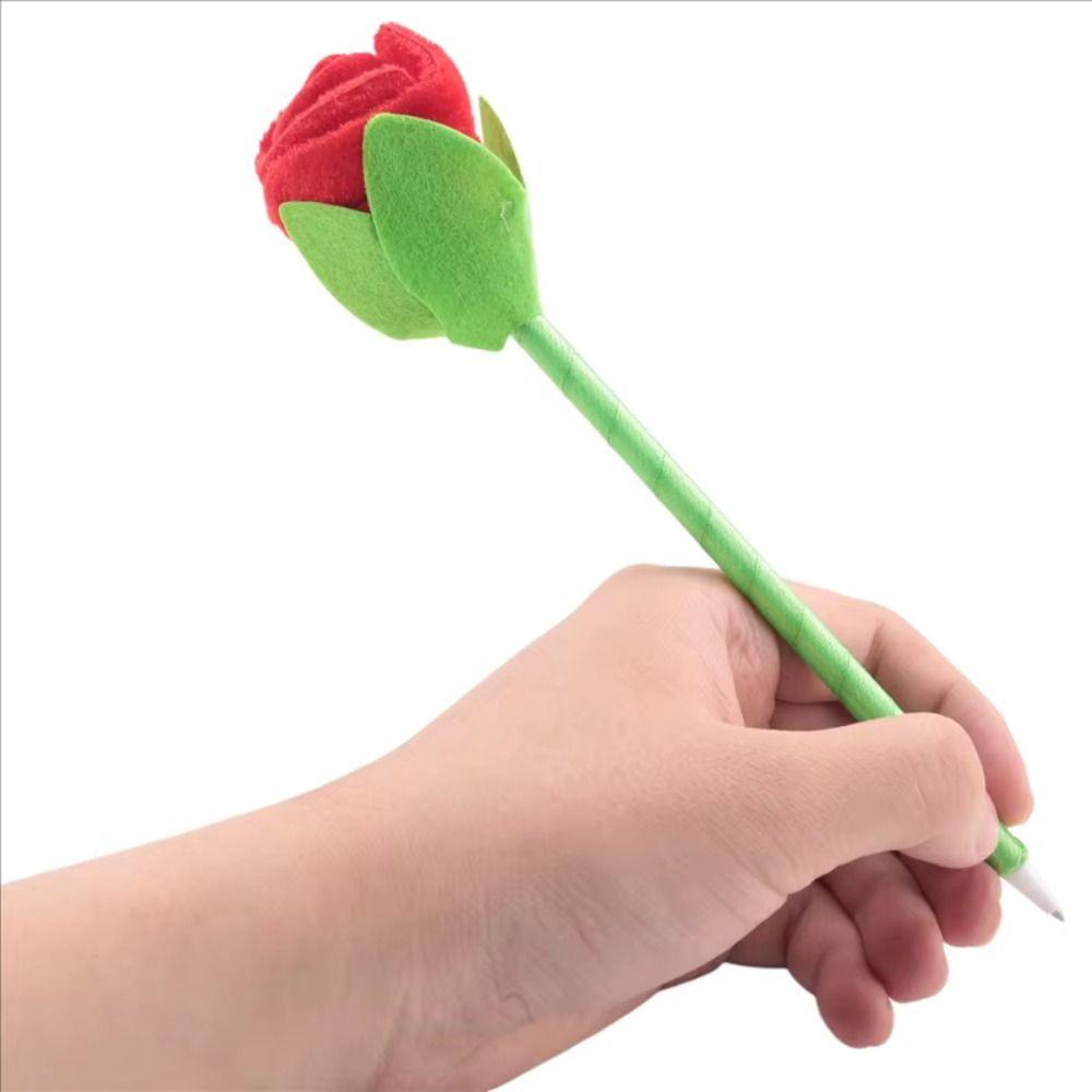 Smooth Writing Cute Cartoon Design Pens Valentine's Day Stuffed Rose Pens  Office Supplies