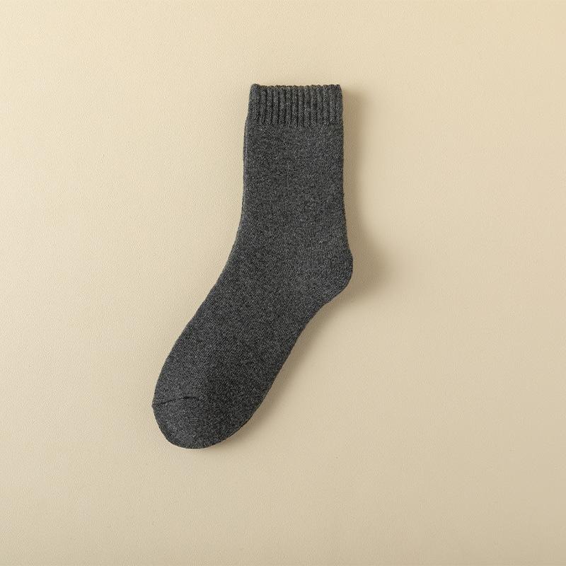 

Мужские зимние винтажные утолщенные и флисовые теплые шерстяные носки до середины икры 1 pair темно-серого