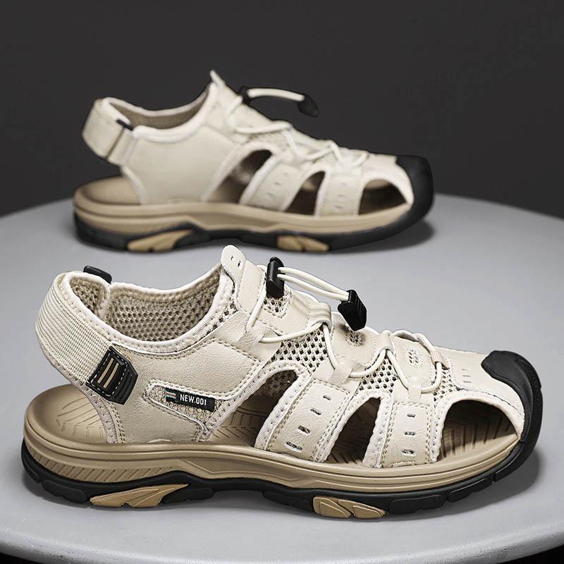 2024 Summer Sandals Men  Beach Slippers Handmade Genuine Leather Man Slippers Men Casual Outdoor Non-slip Sandals Male