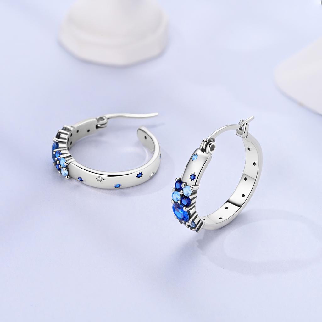 925 Sterling Silver Drop Earring Hoop Earrings For Women Sparkling Star Flower Firefly French Style Pendientes Fine Jewelry