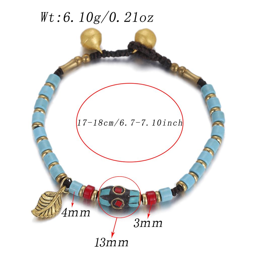 Ethnic Nature Stone Nepal Copper Beads Bracelet Women Men Vintage Tibetan Buddhist Mantra Hand Prayer Wheel Bracelets Zircon