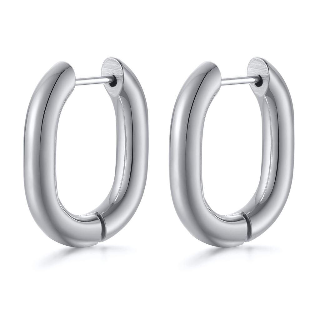 Minimalist Square Hoop Earring for Women Girls Ear Huggie Rectangle Hoops Dangle Stainless Steel Not Allergic