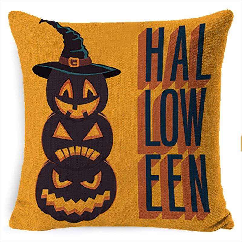 Halloween Pumpkin Horror Series Linen Pillow Cover Car Cushion Pillow