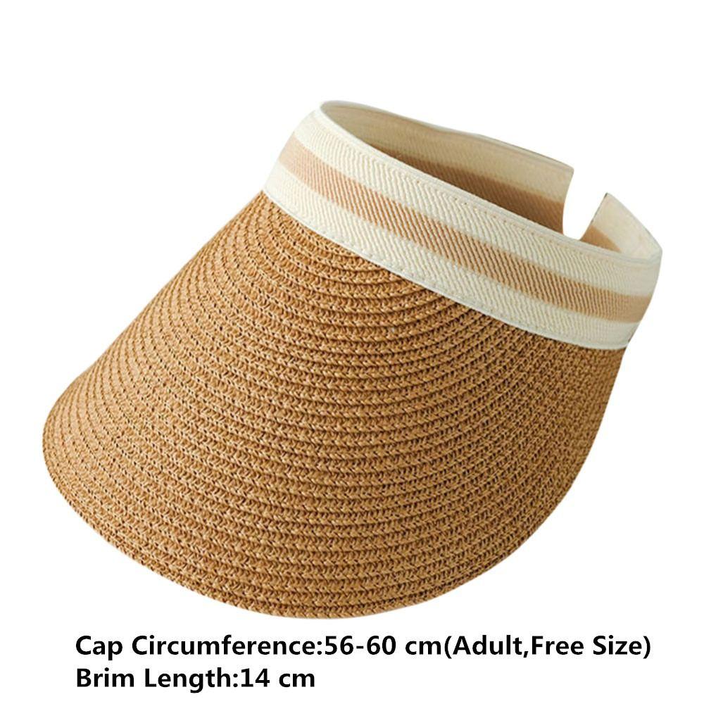 Summer Wide Brim Anti-UV Casual Straw Cap Visors Beach Hat Sun Hat