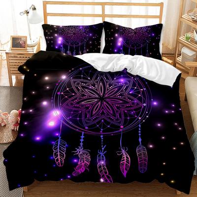 Dream Catcher Poszewka na kołdrę Boho Mandala Podwójny zestaw pościeli 3 sztuki dla dziewcząt Dorosłych Fioletowy Dream Catcher Poliester Poszewka na kołdrę