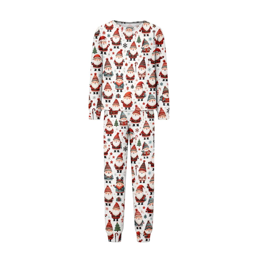 Parent-Child Christmas Print Pajama Set, Comfortable Long Sleeve Top and Pants Loungewear for Family