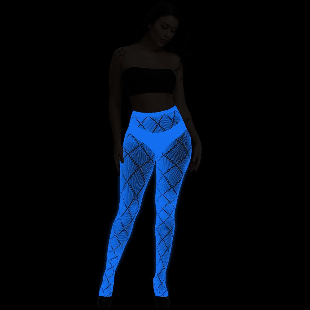 Night luminous leggings blue light pantyhose lace hollow luminous fishnet socks fluorescent sexy jacquard socks
