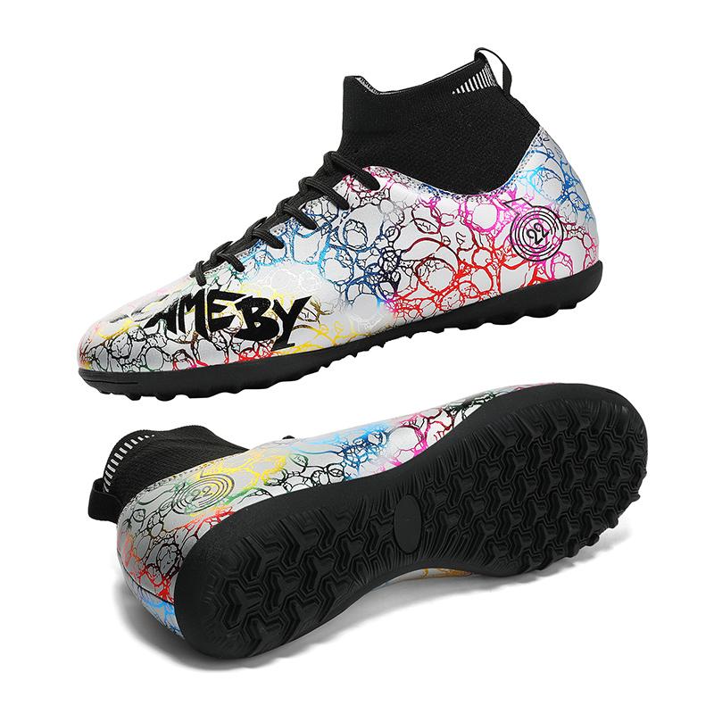 

Футбольные бутсы унисекс с мягкой резиновой подошвой и шипами для соревнований на искусственном газоне на открытом воздухе для профессиональных детей 48 серебряный