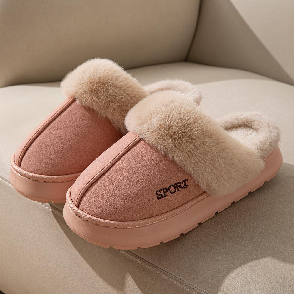 2025 New Slippers Piled and Thickened Home Warm Thick-soled Cotton Shoes Non-slip Indoor Winter Plush Cotton Slippers