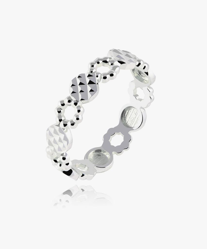Helene Jewelry 925 Silver Cutting Circle Line Ball Miss Ring (Type D)