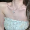 925 Sterling Silver Exquisite Sparkling Blue Square Zircon Pendant Necklace for Women Wedding Party Jewelry