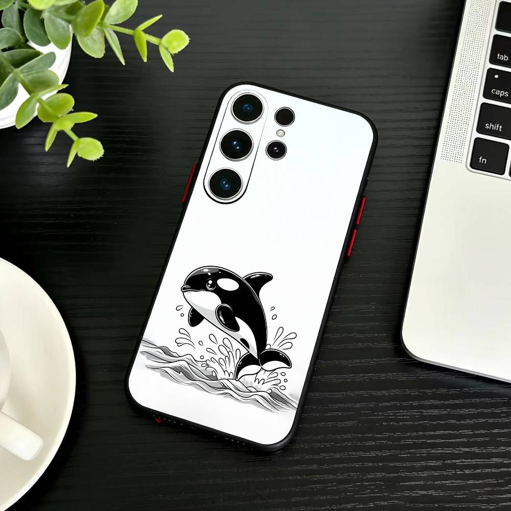 Whale Fall-Art Phone Case For Samsung S26,S25,S24,S23,S22,S21,S20,Ultra,Plus,FE Black Soft Cover