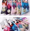 Langsha Women's Thickened Mid-Calf Rabbit Wool Plaid Socks for Autumn and Winter.