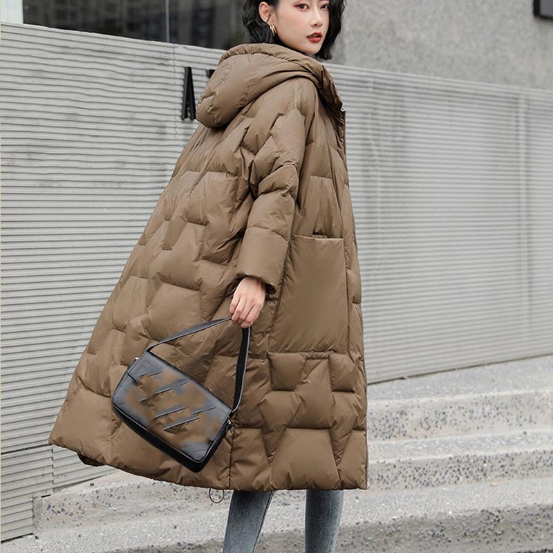 Winter Women Oversize Long Down Jacket Hooded Thick Warm Casual Pocket Parkas Snow Coat
