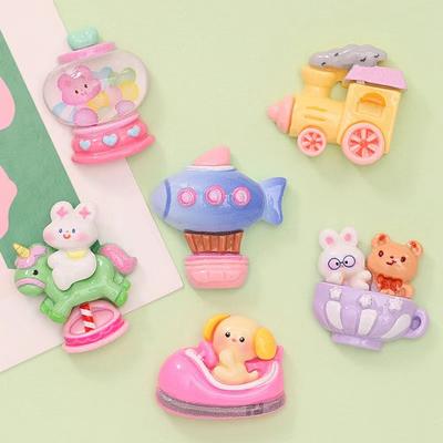 10pcs Amusement Park Airship Train Trojan Horse Resin Cream Glue Phone Case Flat Back Scrapbooking DIY Statue Decoration Crafts