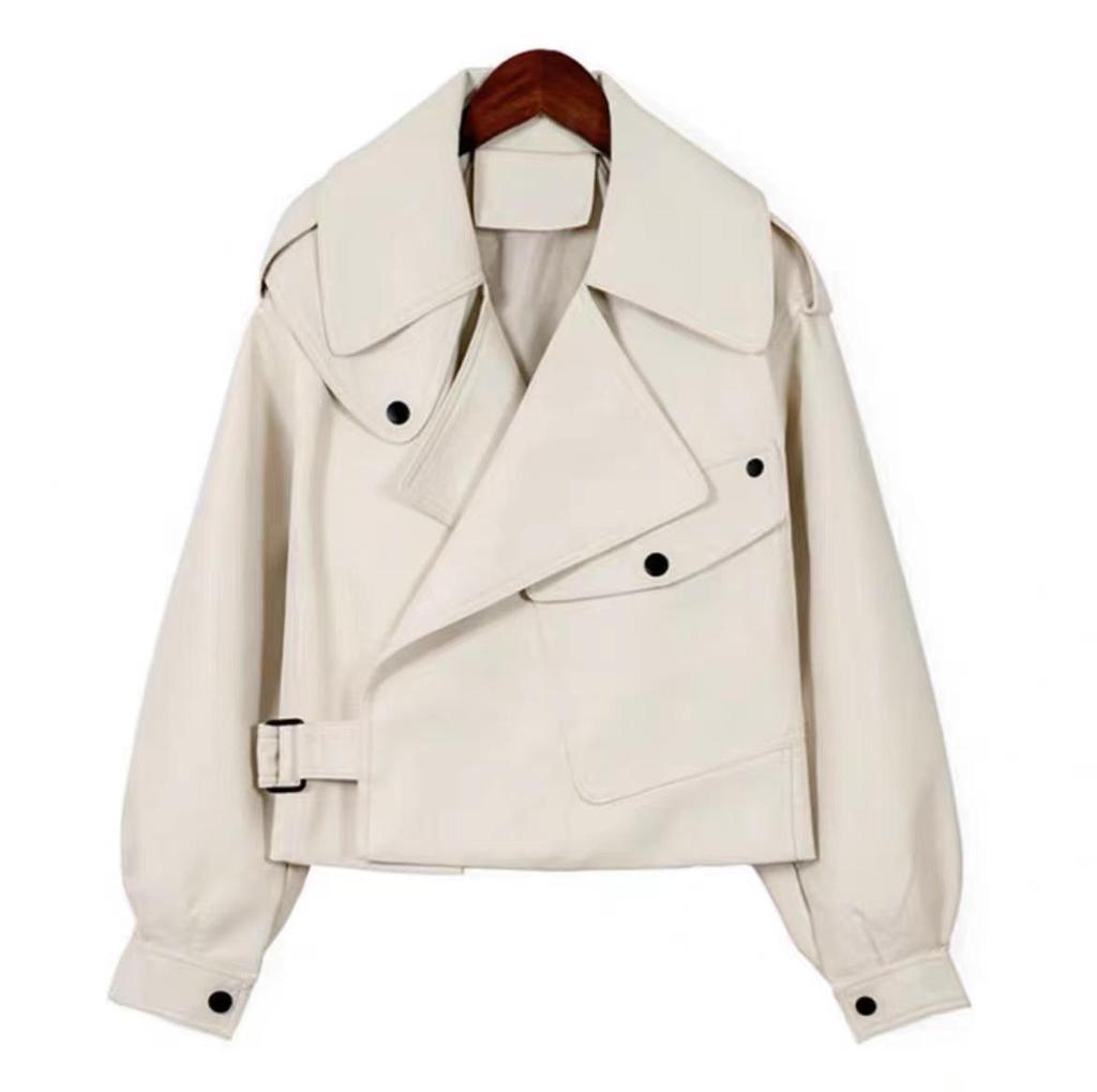 Cross-Border Retro Leather Jacket: Women's Trendy American Style