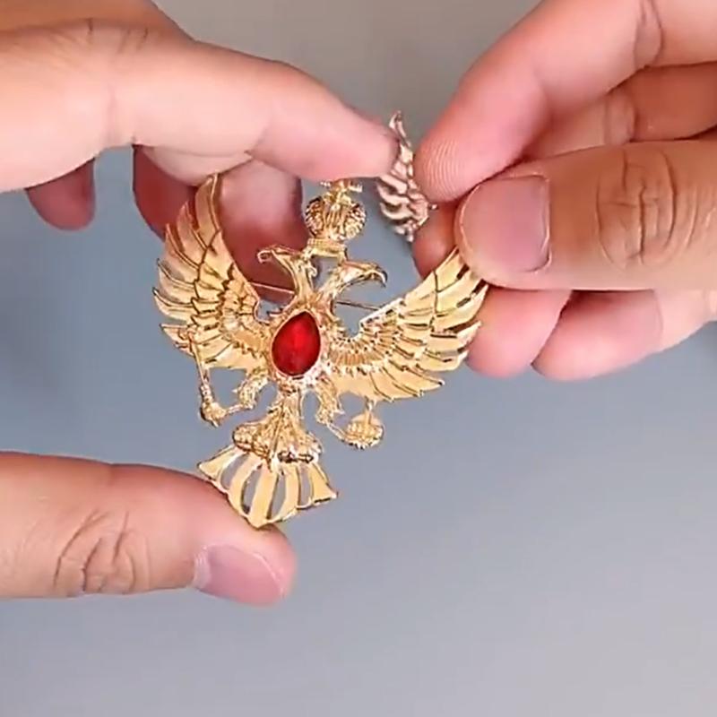 1 Stück Doppelköpfiger Adler Rubin Anstecknadeln Gold Silber Diamant Russische Abzeichen Kappe Uniform Zubehör