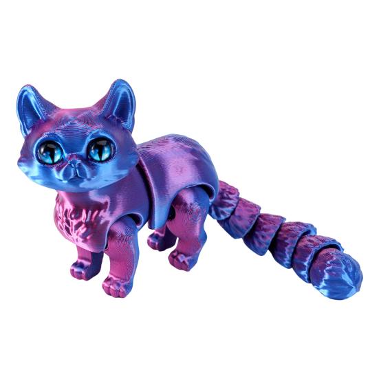 3D Printed Cat Ornament Articulated Cat Figurine with Flexible Joints Desktop Pet Cat Fidget Toy for Stress Relief Kids Adults Gift
