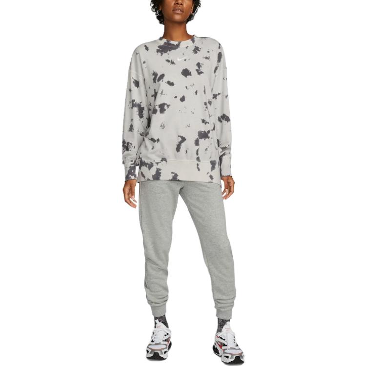 Nike High-Waist Drawstring Sports Pants With Solid Color Logo Women Bottoms Light-Grey DQ5191-063