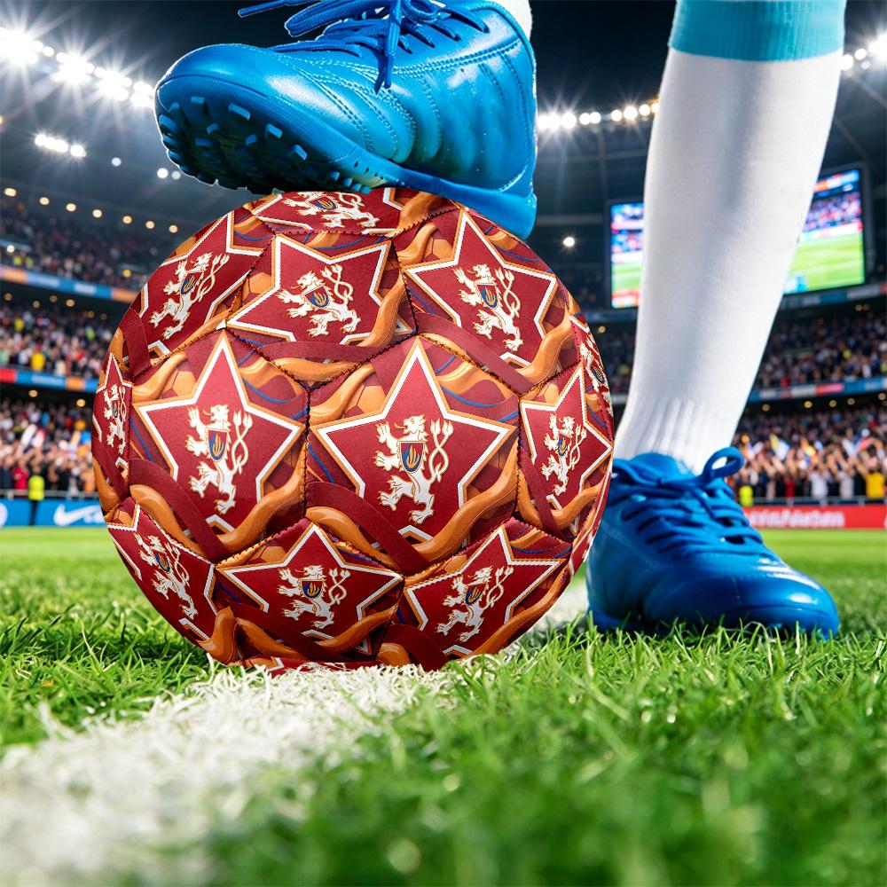 Czech Republi Football Printed Size 5 Soccer Ball Wear Resistant Standard Adult Training Football Fan Gift for Indoor Outdoor Match Sports