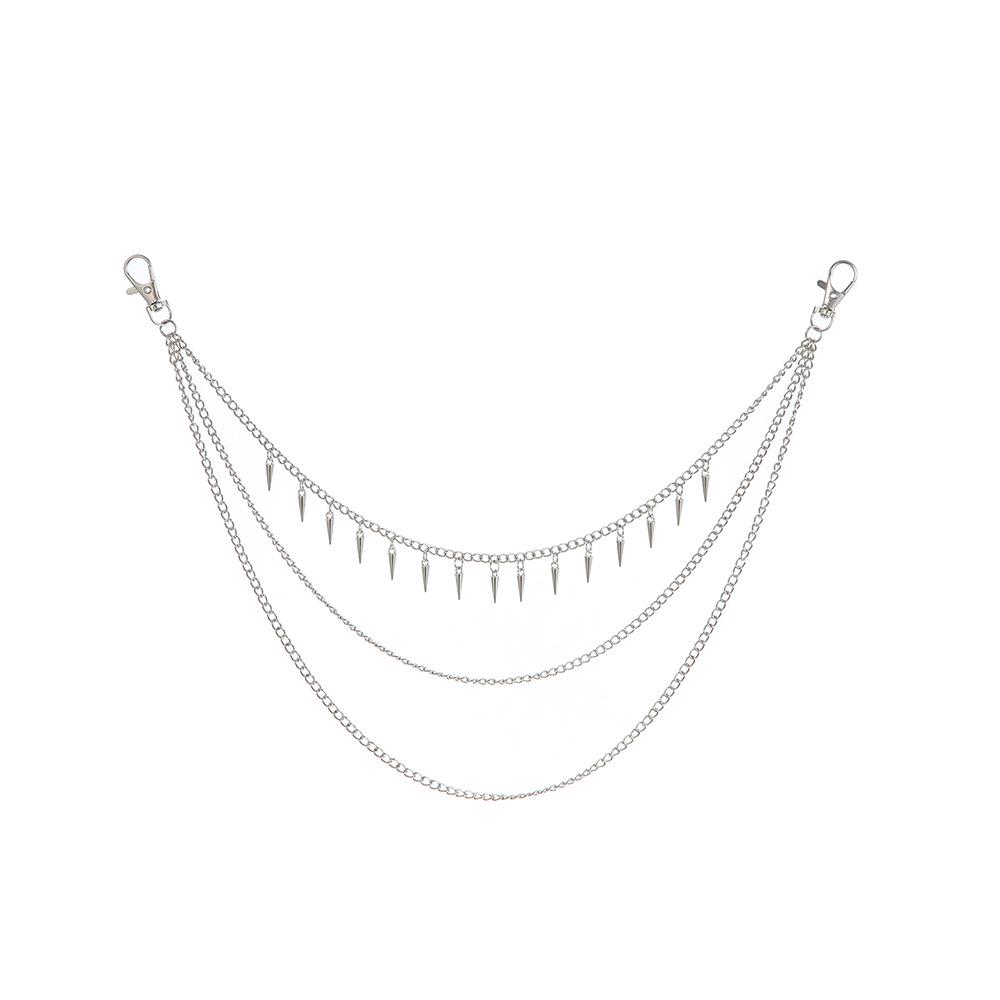 Punk-Stil Geometrische Mehrschichtige Taillenkette mit Nieten - Hip Hop Denim Accessoire für Männer und Frauen