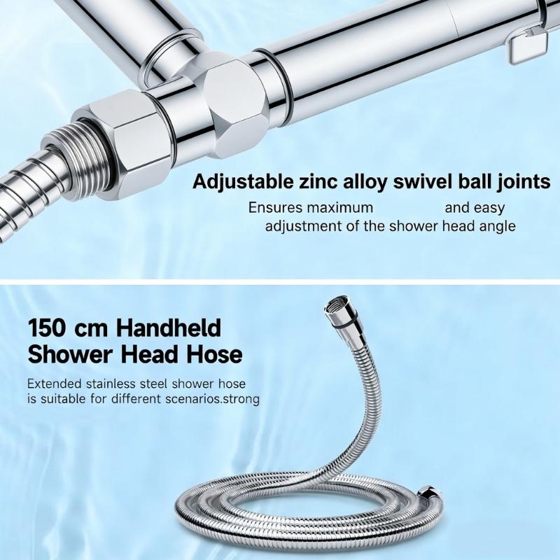 Easy installs No Tool Shower Head 10 Sprays Pattern Pressure Booster Strong ABS Construction for Strong Water Flows