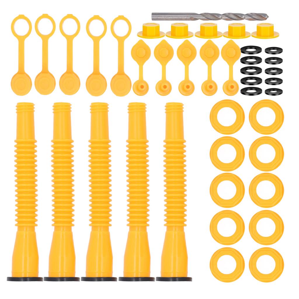 5 Set Gas Can Spout Kit Anti Spill HDPE Flexible 8.1in Hose Gas Can Nozzle Replacement for 1 2 5 10 Gallon Fuel Cans