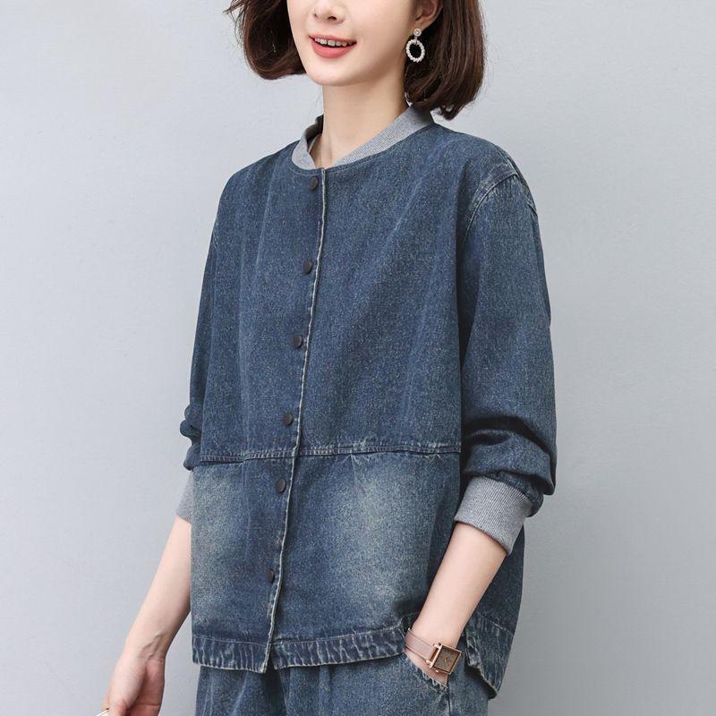 Women's Spring Denim Jacket 2025 - Loose Plus Size Baseball Style