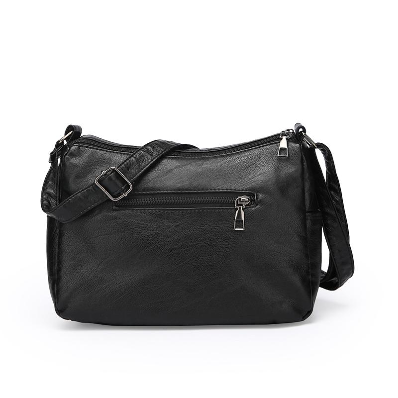Women's Soft Leather Multi-compartment Multi-pocket Stitching Single Shoulder Messenger Bag