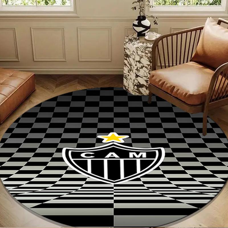 1PC Black And White Stripes With Shield Round mat Home Decor, Chair rug For livingroom,Bedroom, doormat home decor Birthday Gift Christmas Gifts