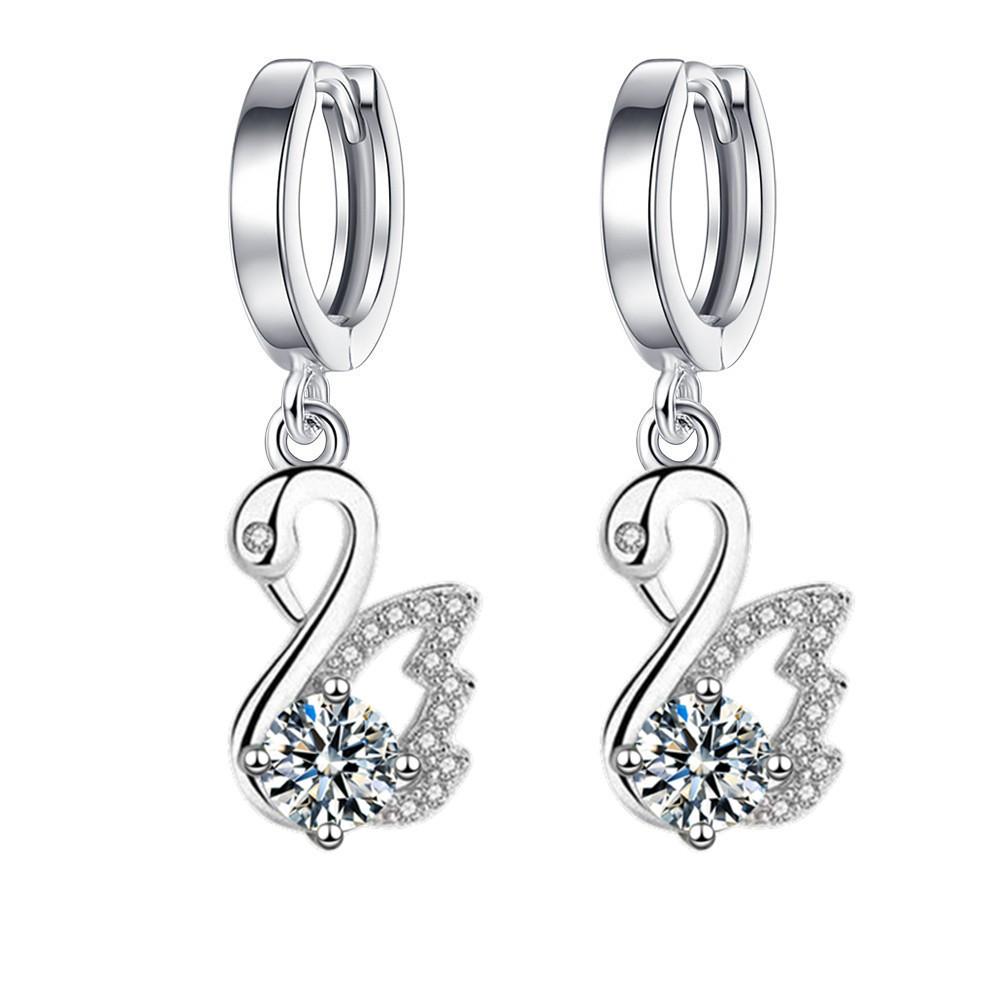 

Imitation Moissanite Diamond Earrings New Look Little Swan Earrings Lady Earrings EK-11