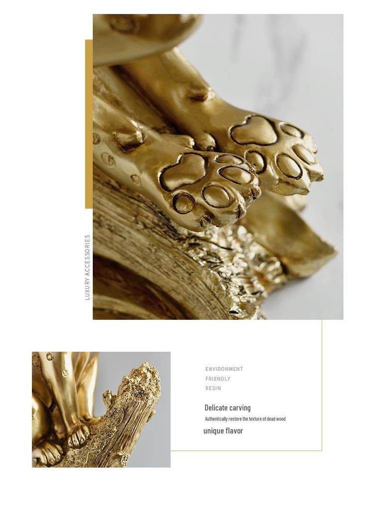 Gold Leopard Ornament: European Creative Art for Hotel and Office Entrances