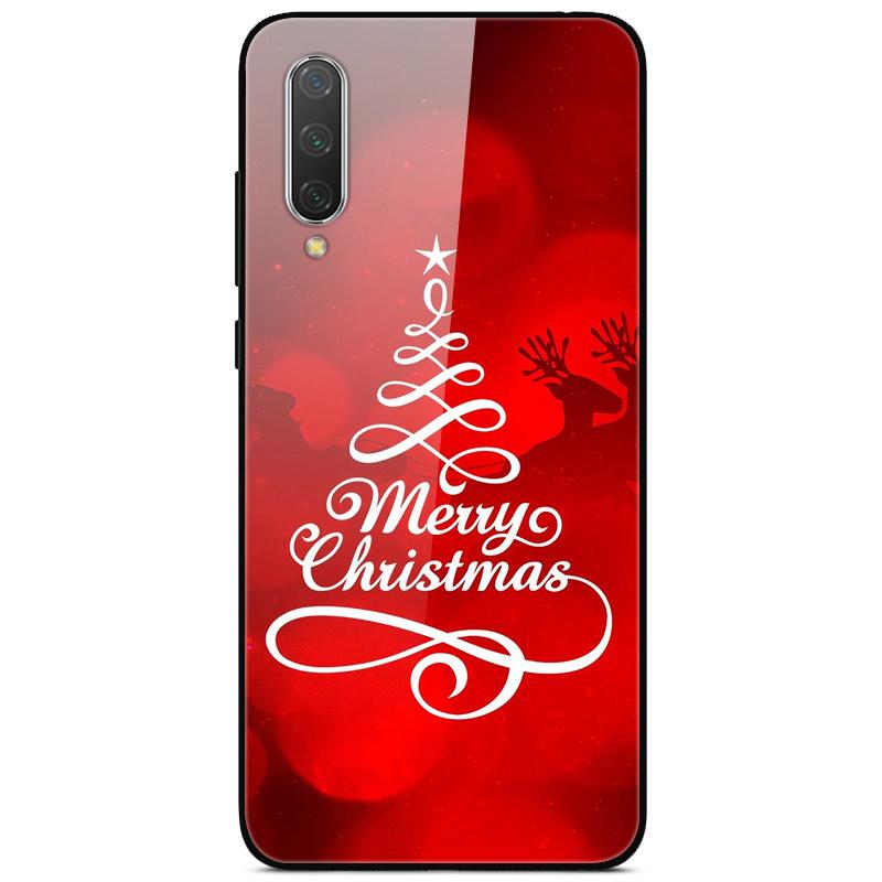 New Year Christmas Case For Xiaomi Mi 9 Lite CC9 CC9E A3 9T SE Tempered Glass Hard Cover For Redmi Note 8T 8 7 K20 Pro Bumper
