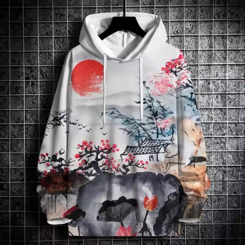 Men's Trendy 3D Printed Hoodie with Star & Number 10 Design - Casual Fashion Pullover, Machine Washable