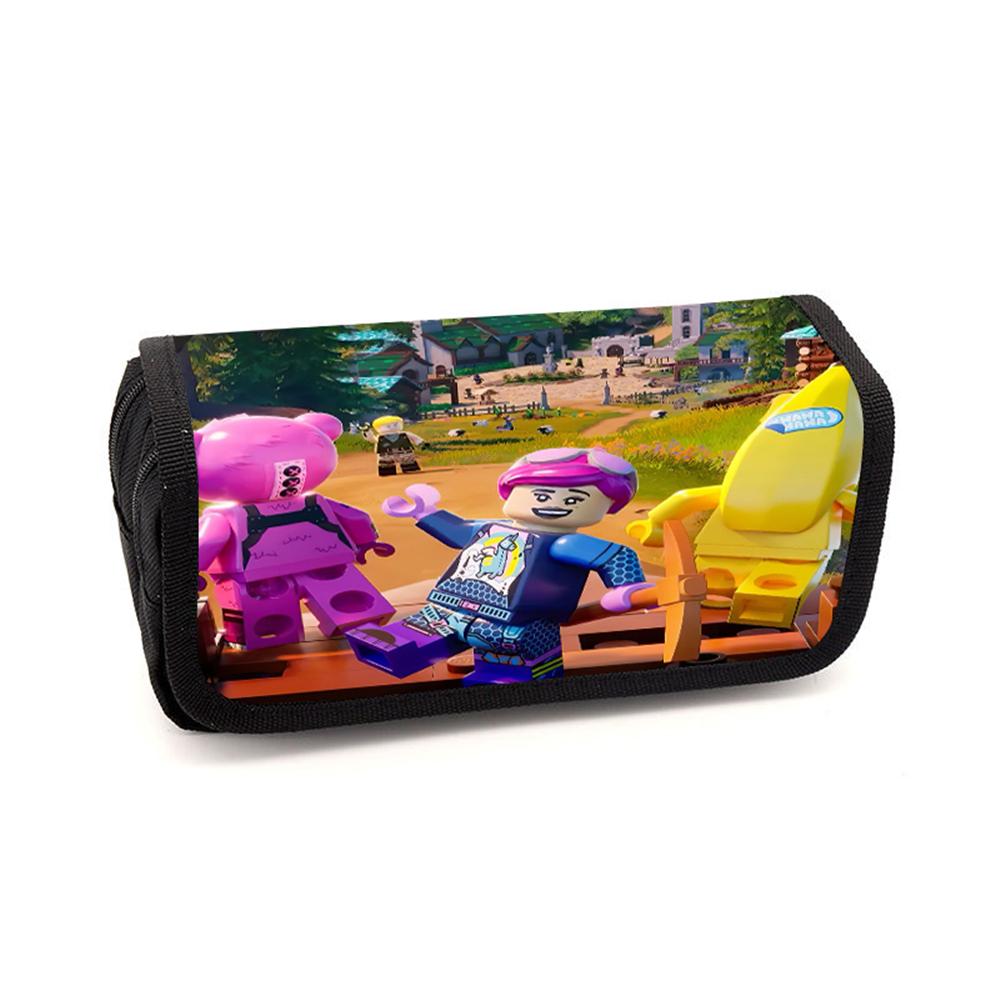 FORTNITE Cartoon Pencil Box Double Layer Flip Pen Case Lightweight Stationery for Kids School Daily Use,Boys&Girls Ages 5-11