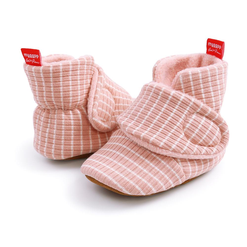 MYGGPP Autumn and Winter Striped Cotton Shoes Cotton Boots Baby Shoes Warm Shoes Baby Shoes Toddler Shoes