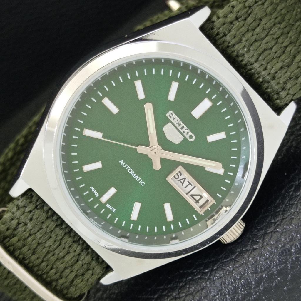 JAPAN VINTAGE SEIKO 5 AUTOMATIC REFURBISHED MENS GREEN DIAL WATCH a440674-4 Sk-a440674