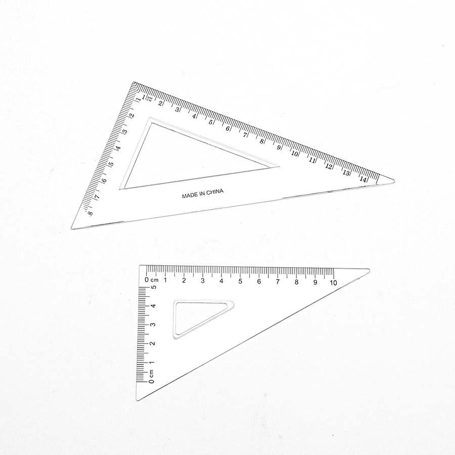 Plastic Transparent Triangle Ruler & Set Square - Student Drawing Tool Set