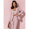 Ladies Solid Color Lapel Professional Suit Temperament Elegant Double-breasted Suits Women's Two-piece Set
