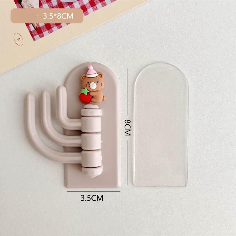 Cute Cartoon 3-in-1 Rotatable Hook Girls Dormitory Bedroom Wall Organizer Combination Hook Mask Key Hat Storage Bathroom Hanging