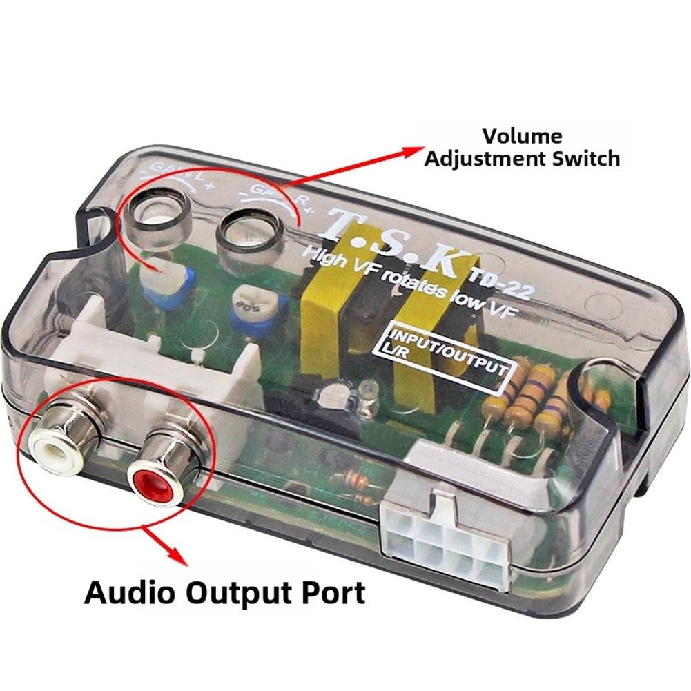 TD22 Car Audio Converter Adapter Line Level to For RCA for 2 Channel or 4 Channel Stereos without For RCA Outputs