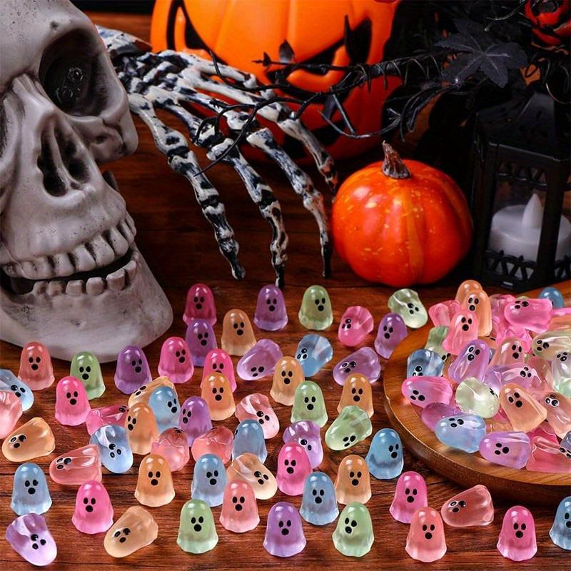 6-11pc Luminous Ghost Figures Halloween Resin Ghost Ornament Mini Micro DIY Landscape Miniatures Festival Party Home Decor Gifts