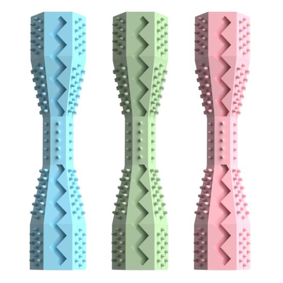 Hexagonal Dog Chew Toy Textured Rubber Puppy Teething Toy Dog Treat Dispenser Toy for Teeth Cleaning Boredom Relief Bite Training