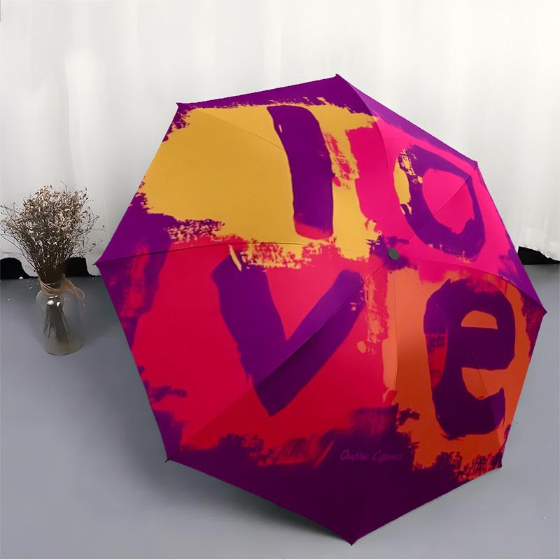 1pc Love Pattern  Automatic Umbrella | Portable 8-Rib Manual Open, Cute Birthday & Holiday Gift for Outdoor Yy260107128